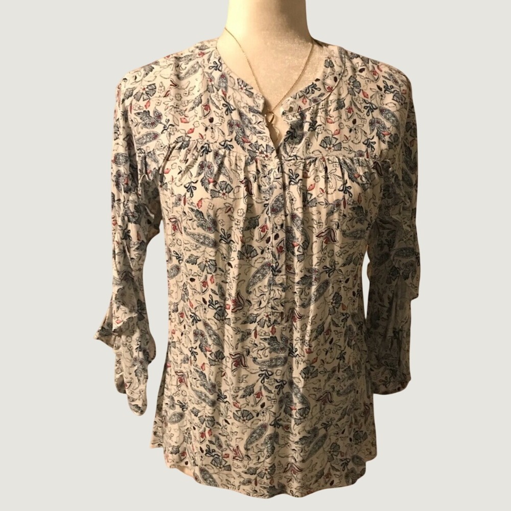 Lauren Conrad NWT floral ruffle sleeve Blouse. Sz Xs. Cottagecore - Picture 2 of 9
